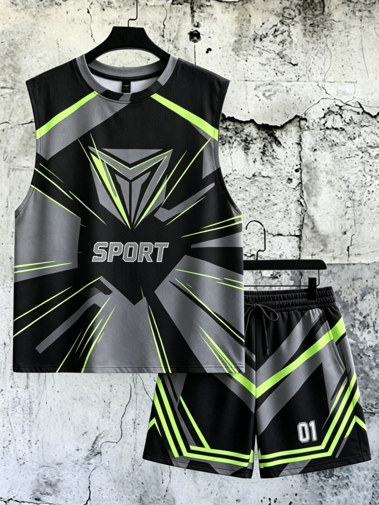 Fitness & Nutrition Lab - Ärmelloses Tanktop und Shorts-Set für Herren